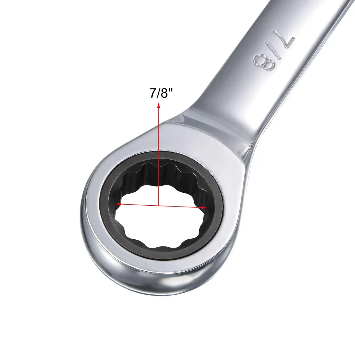 uxcell 7/8 Inch Ratcheting Combination Wrench SAE 11.42-inch Length | Heavy Duty Chrome Vanadium Steel - view 3