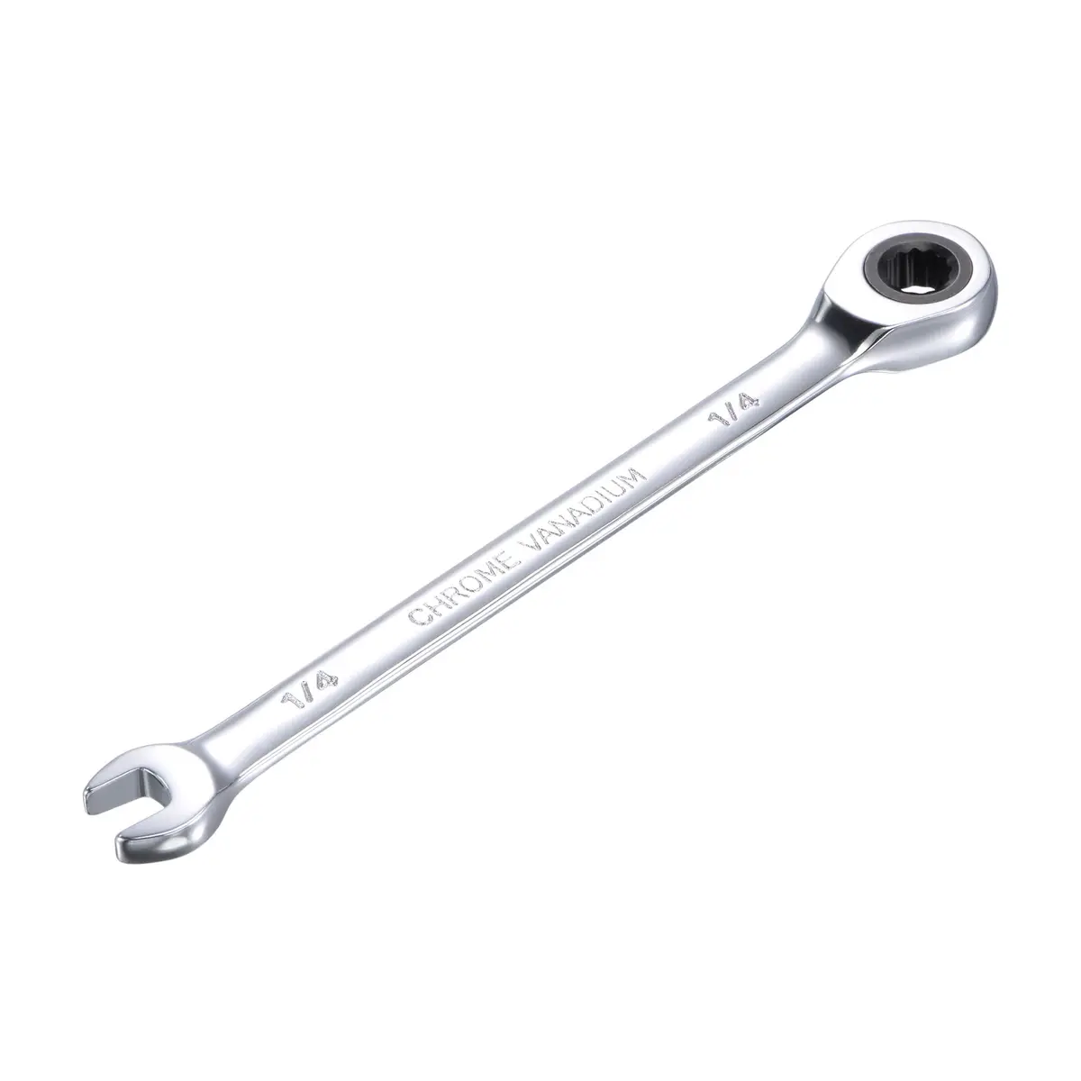 uxcell 1/4 Inch Ratcheting Combination Wrench SAE 72 Teeth 12 Point | Durable Chrome Vanadium Steel, Narrow Space 5° Ratchet - main product image