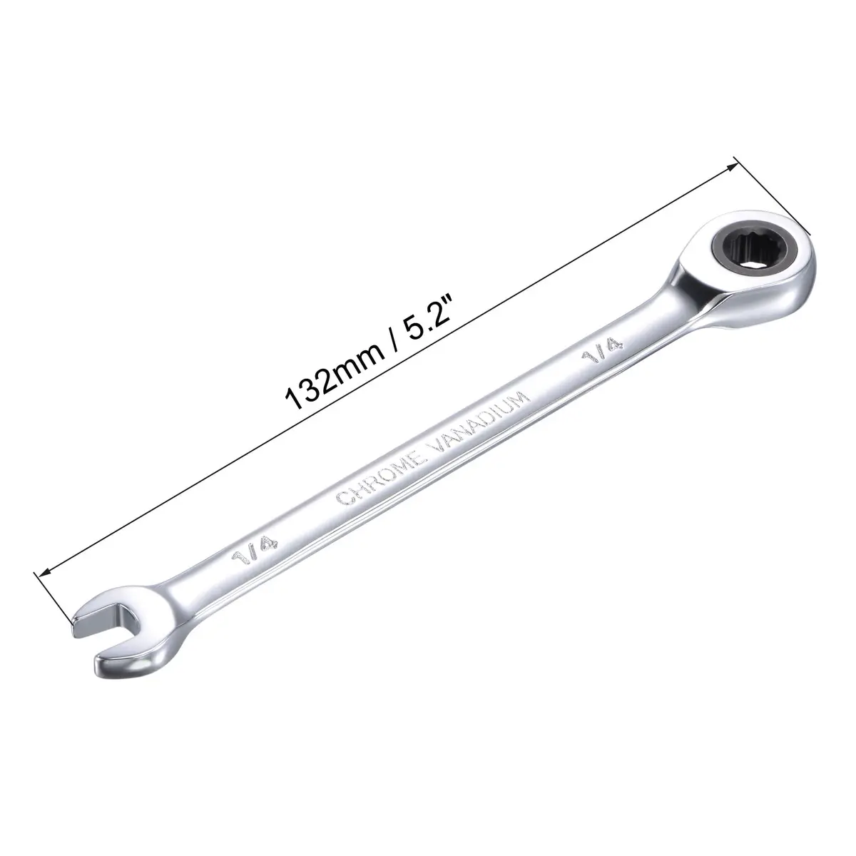 uxcell 1/4 Inch Ratcheting Combination Wrench SAE 72 Teeth 12 Point | Durable Chrome Vanadium Steel, Narrow Space 5° Ratchet - view 2