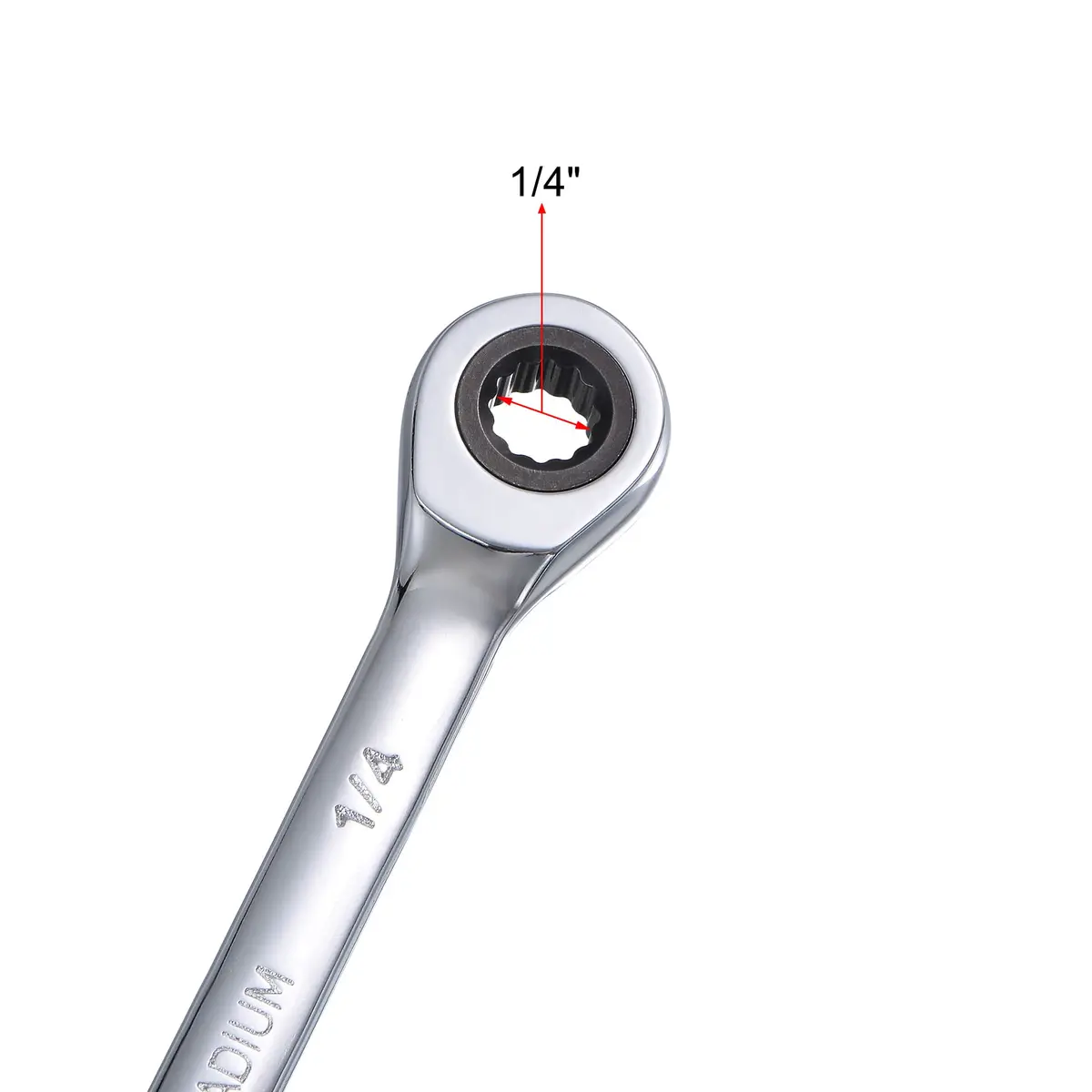 uxcell 1/4 Inch Ratcheting Combination Wrench SAE 72 Teeth 12 Point | Durable Chrome Vanadium Steel, Narrow Space 5° Ratchet - view 3
