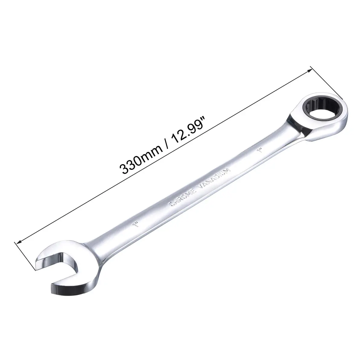 uxcell 1 Inch Ratcheting Combination Wrench SAE 72 Teeth 12 Point | Heavy Duty Chrome Vanadium Steel - view 2