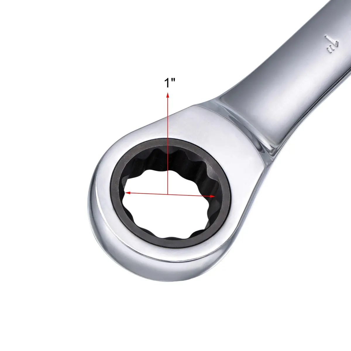 uxcell 1 Inch Ratcheting Combination Wrench SAE 72 Teeth 12 Point | Heavy Duty Chrome Vanadium Steel - view 3