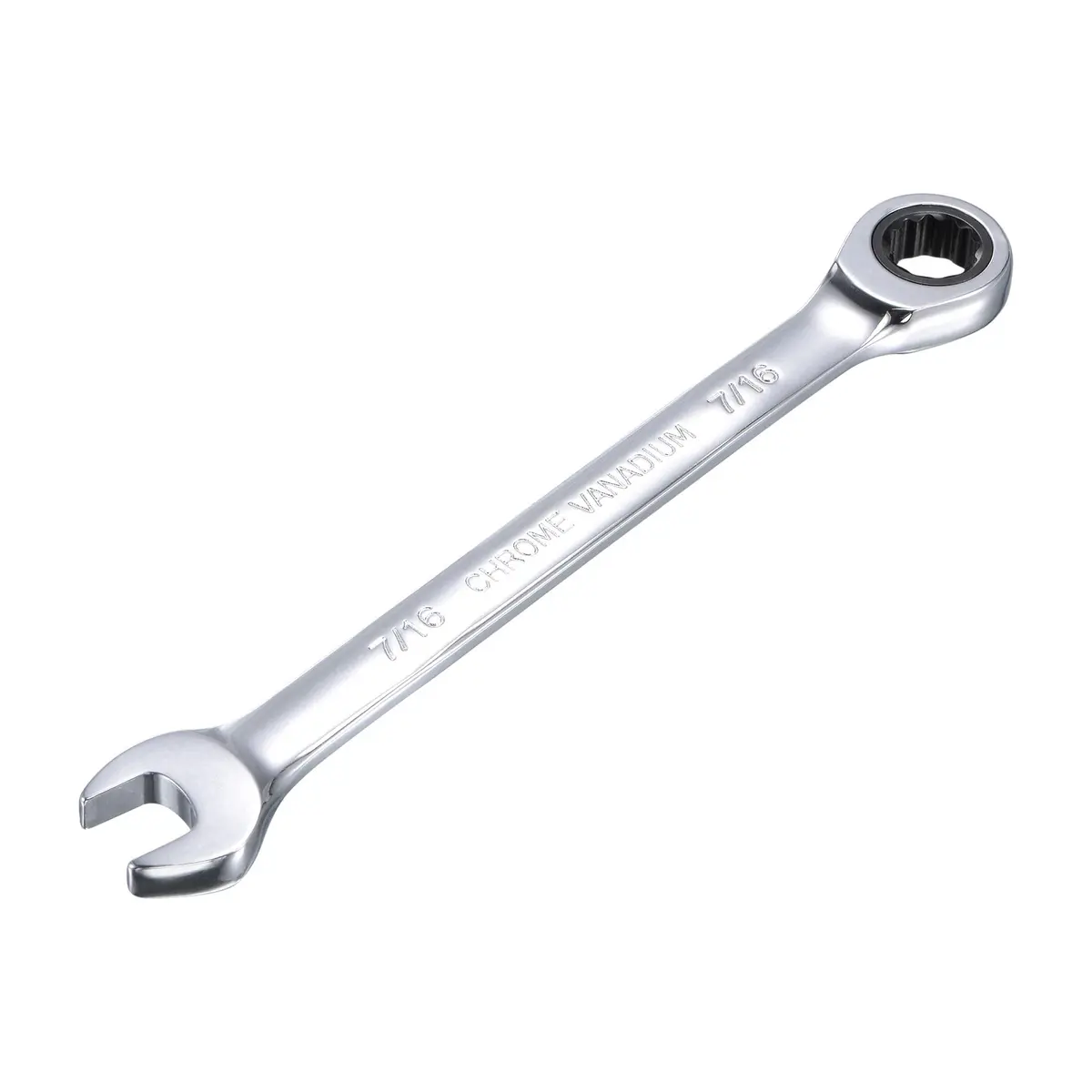 uxcell 7/16 Inch Ratcheting Combination Wrench SAE 72 Teeth 12 Point Ratchet Box Ended Spanner Tools, Cr-V | Durable, Precise & Rust-Resistant - main product image