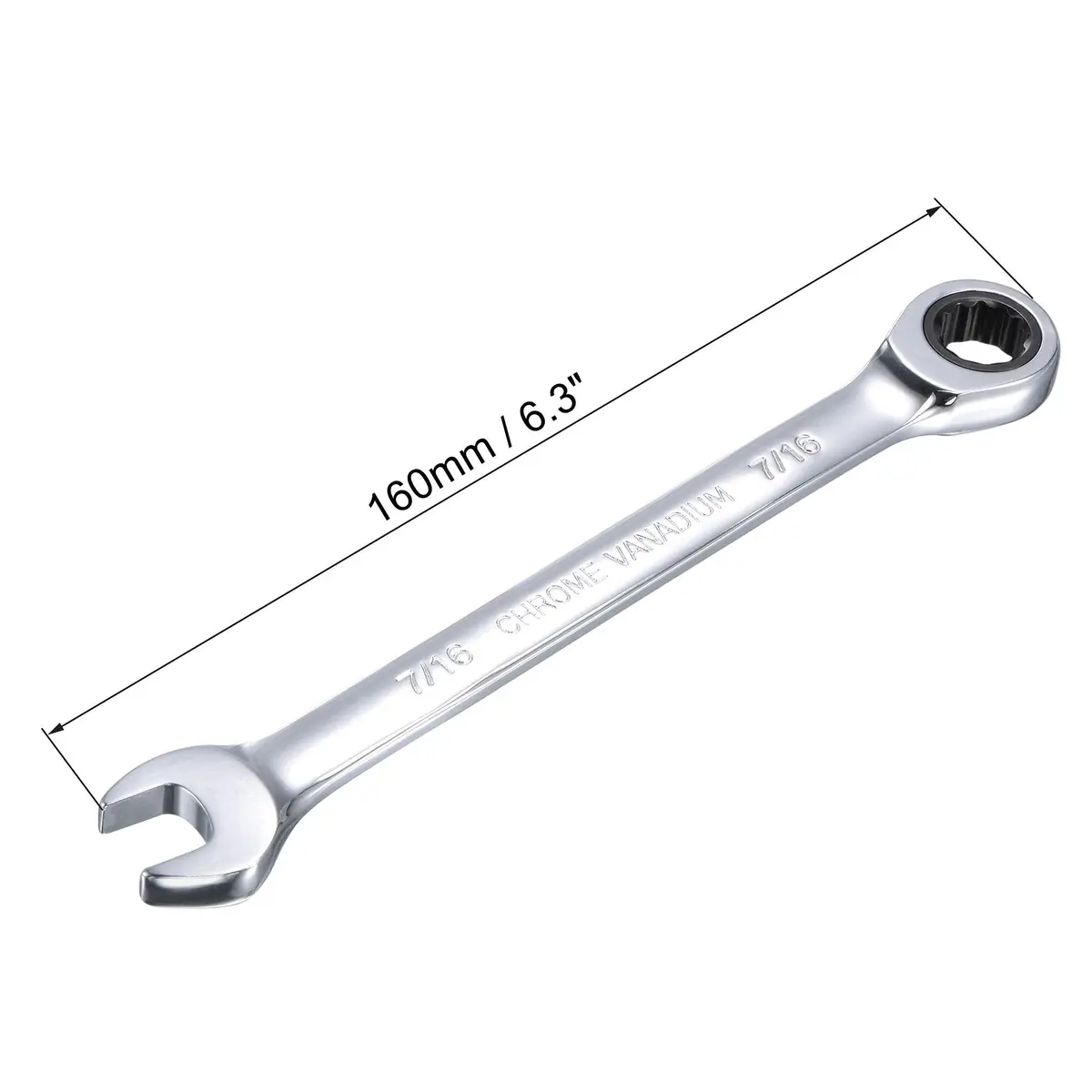 uxcell 7/16 Inch Ratcheting Combination Wrench SAE 72 Teeth 12 Point Ratchet Box Ended Spanner Tools, Cr-V | Durable, Precise & Rust-Resistant - view 2