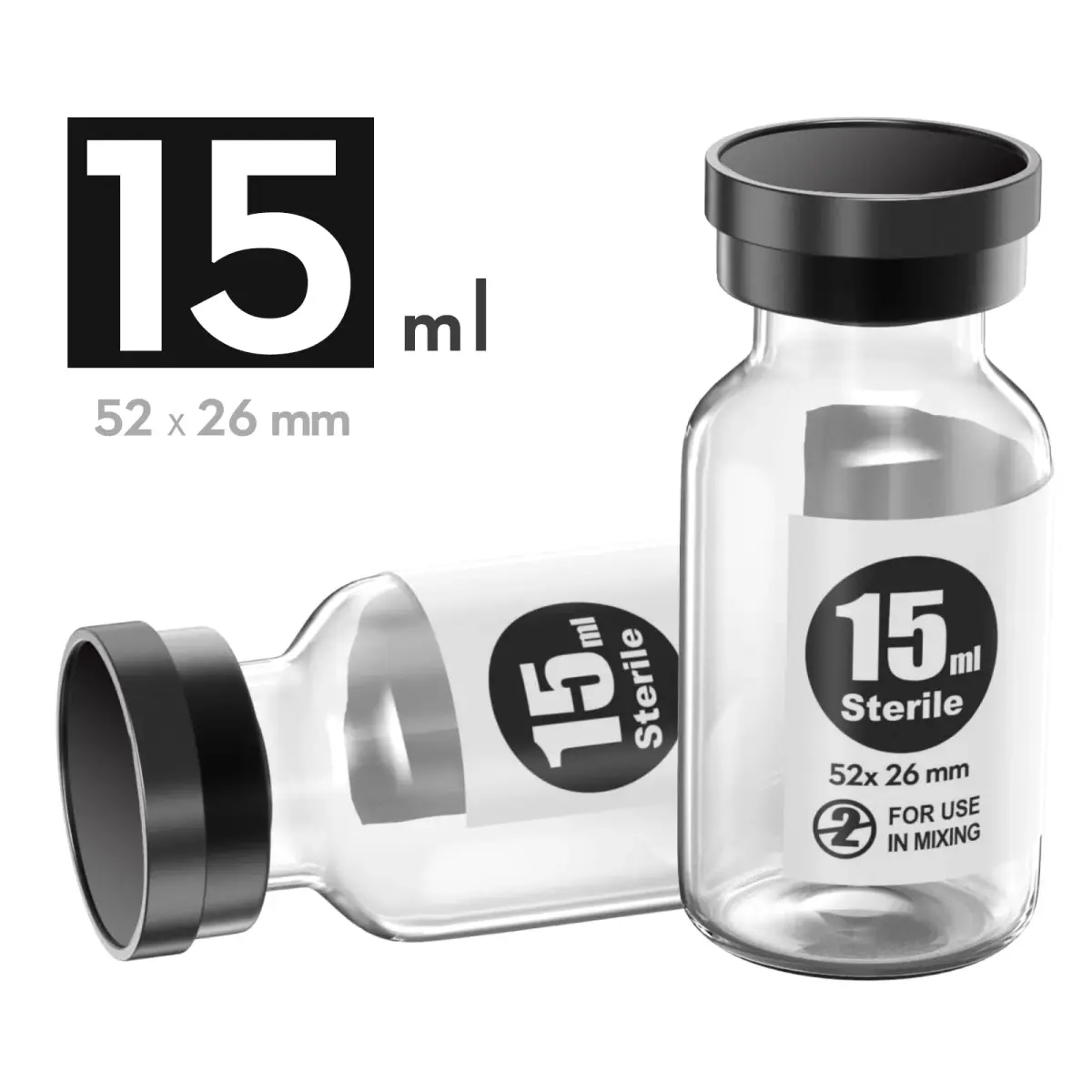 Ks-Tek Sterile Glass Sample Vials with Injection Port 15ml (0.507 Fl Oz) | Pack of 10, Steam Sterilized - view 3