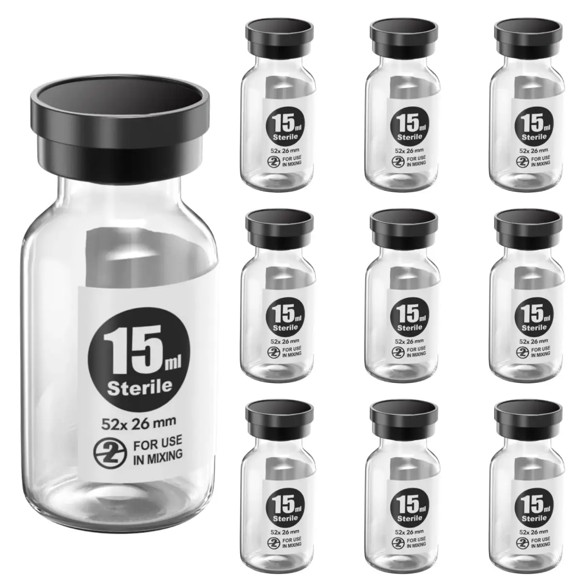 Ks-Tek Sterile Glass Sample Vials with Injection Port 15ml (0.507 Fl Oz) | Pack of 10, Steam Sterilized - view 4
