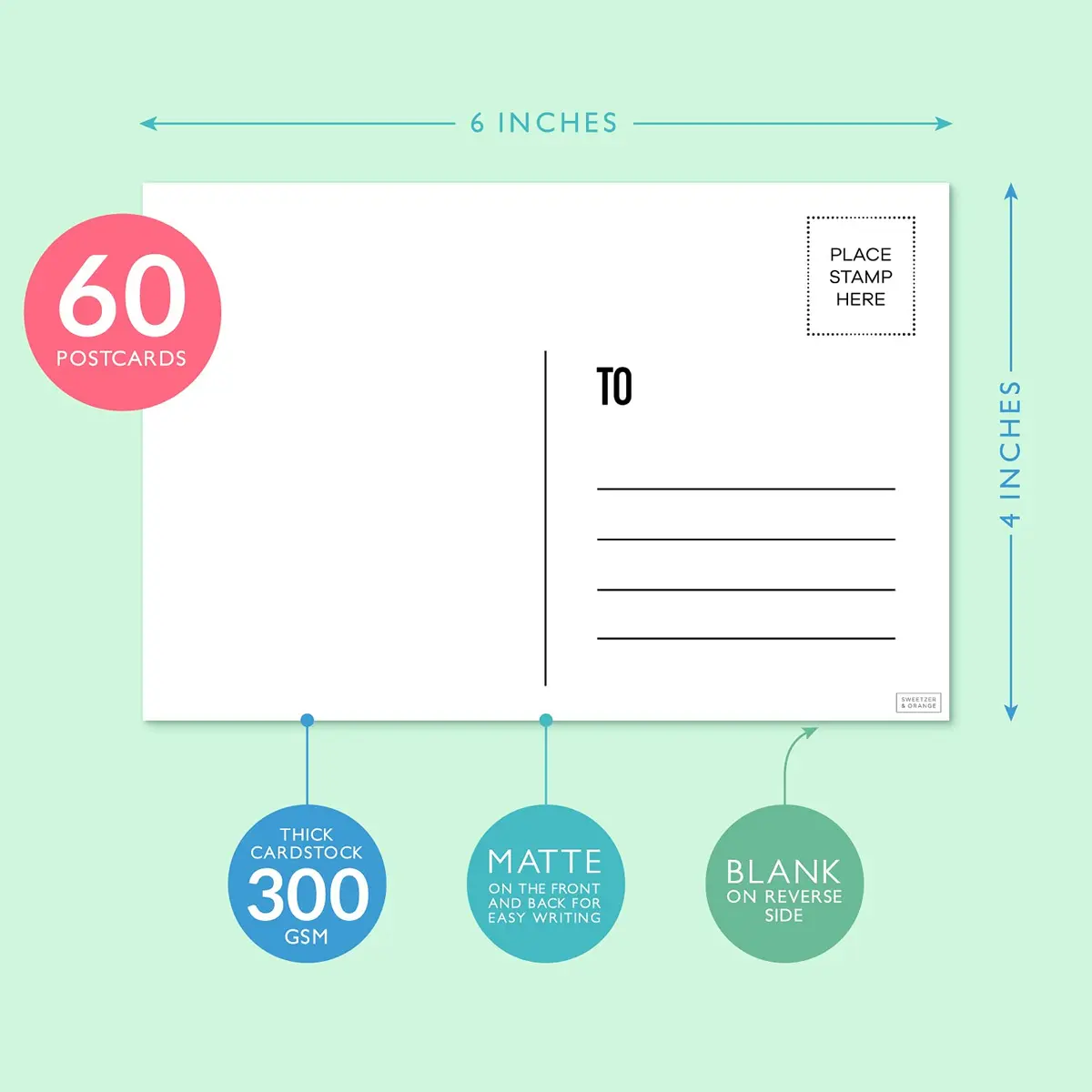 Sweetzer & Orange Blank Postcards for Mailing 4x6 Inches (10.16 x 15.24 cm) | 60-Count White Cardstock for Printable Greeting Cards - view 2