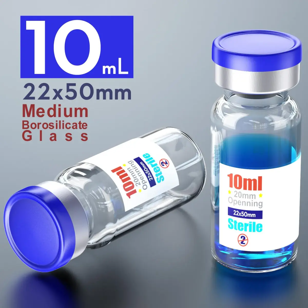 Ks-Tek Sterile Empty Vials with Self-Healing Injection Port 10ml (0.338 Fl Oz) | Pack of 10 - view 2