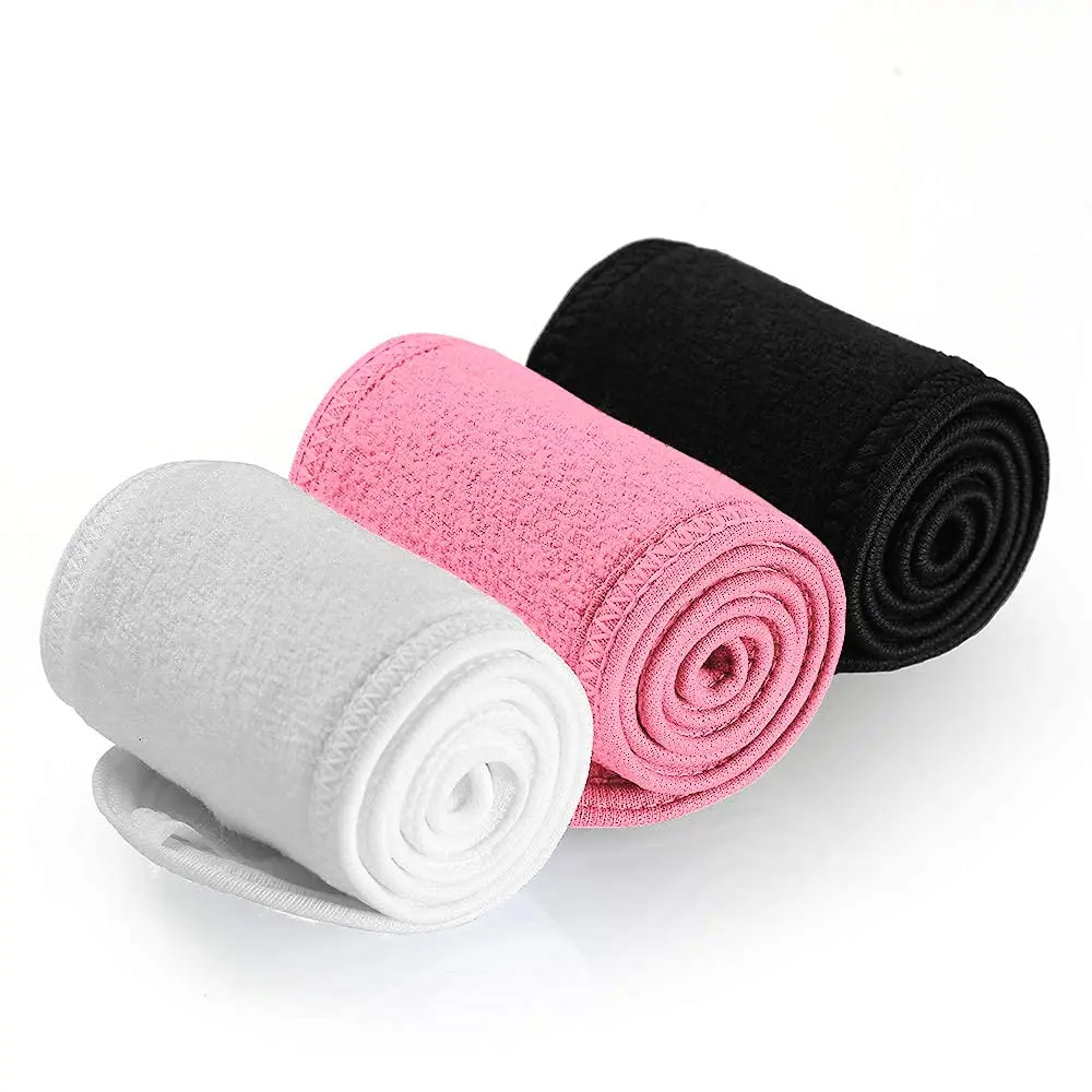 Denfany Soft Terry Cloth Spa Headband | Adjustable for Face Washing & Yoga (3-Pack, White+Black+Pink) - view 2