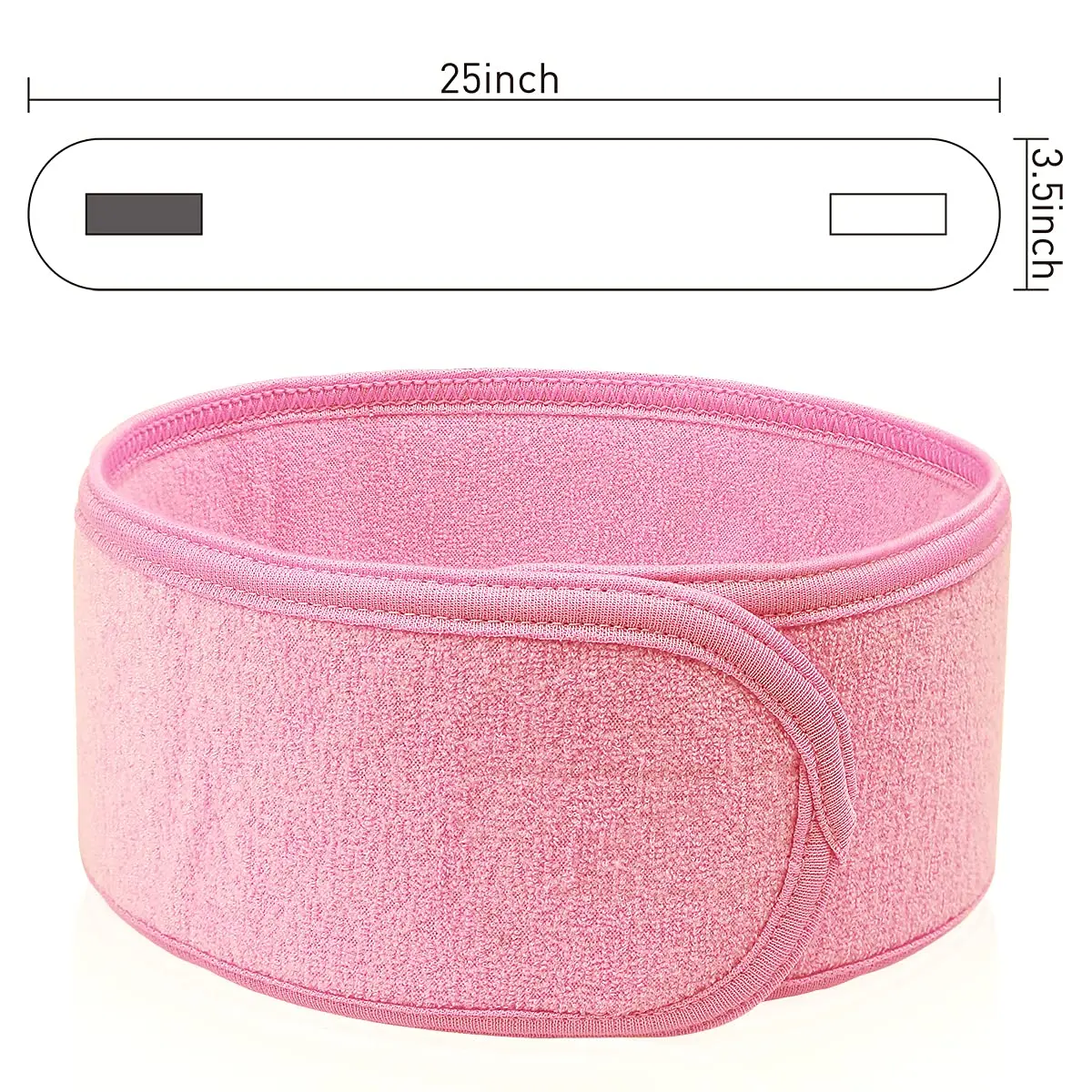 Denfany Soft Terry Cloth Spa Headband | Adjustable for Face Washing & Yoga (3-Pack, White+Black+Pink) - view 4