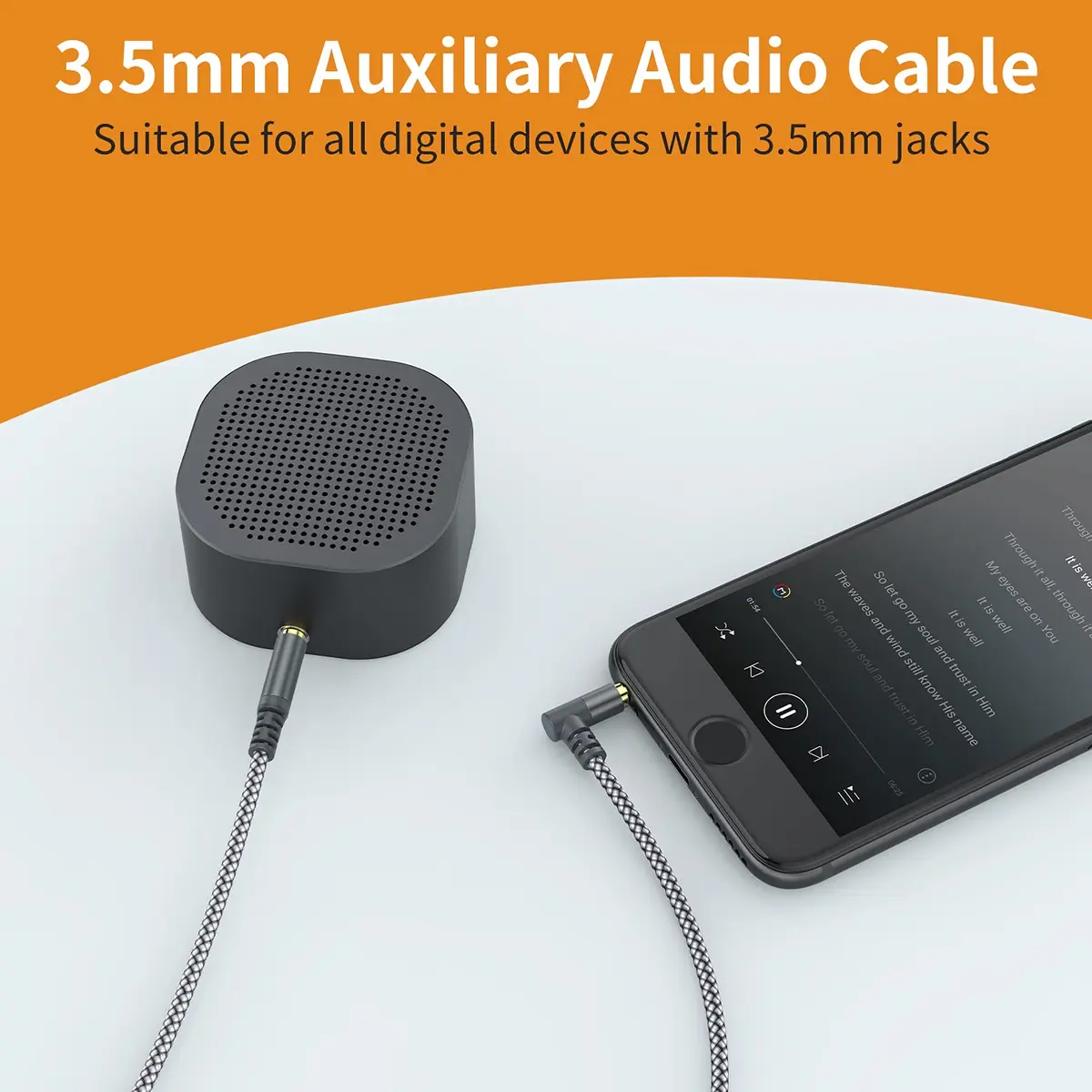 MCSPER 2 Pack 6.6ft (2M) Right Angle Aux Cable | Nylon Braided 3.5mm Stereo Audio Cord for Car, Home Stereo, Speakers, Smartphones - view 5