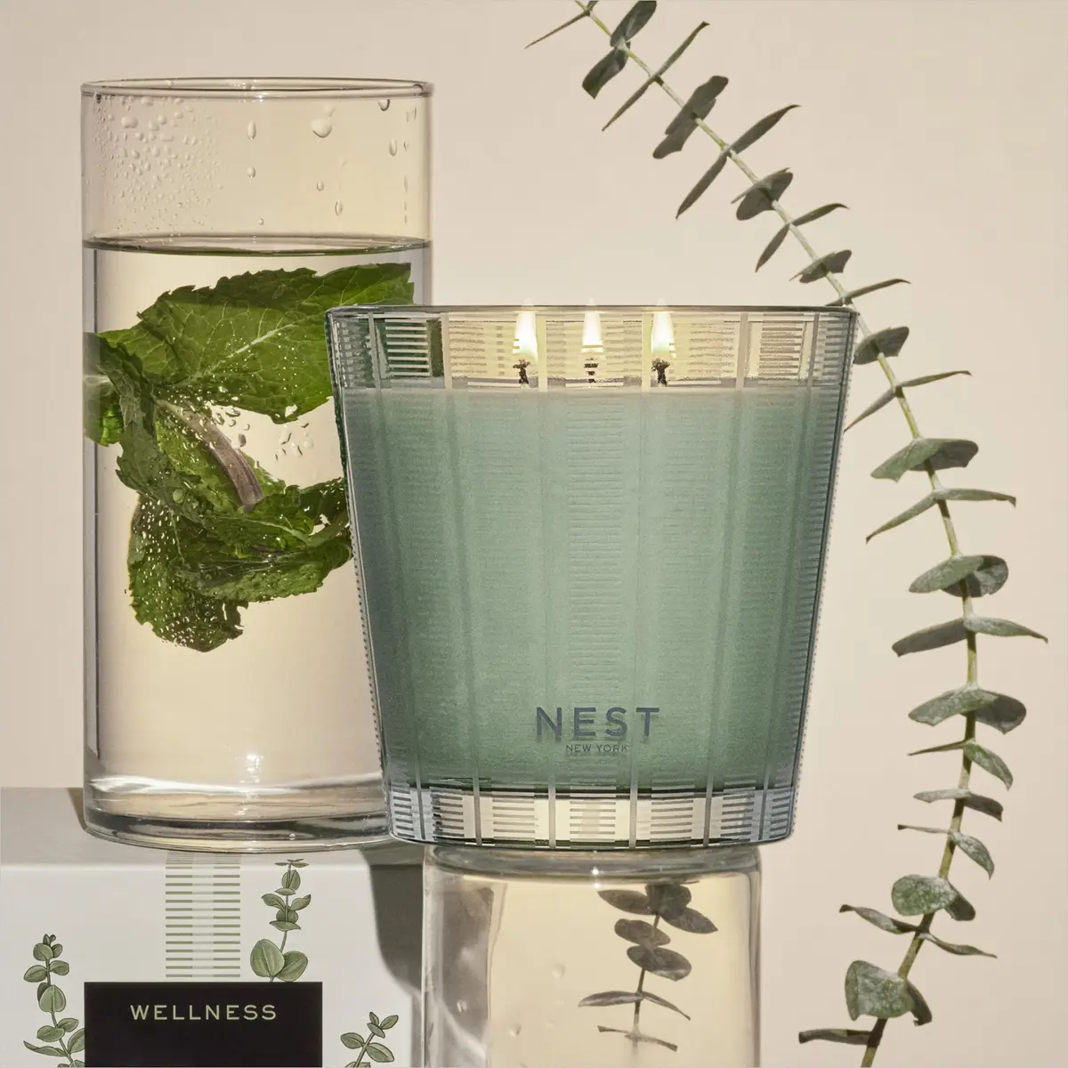 NEST New York Scented 3-Wick Candle, Wild Mint & Eucalyptus | Elegant Home Fragrance (70-120 chars) - view 3