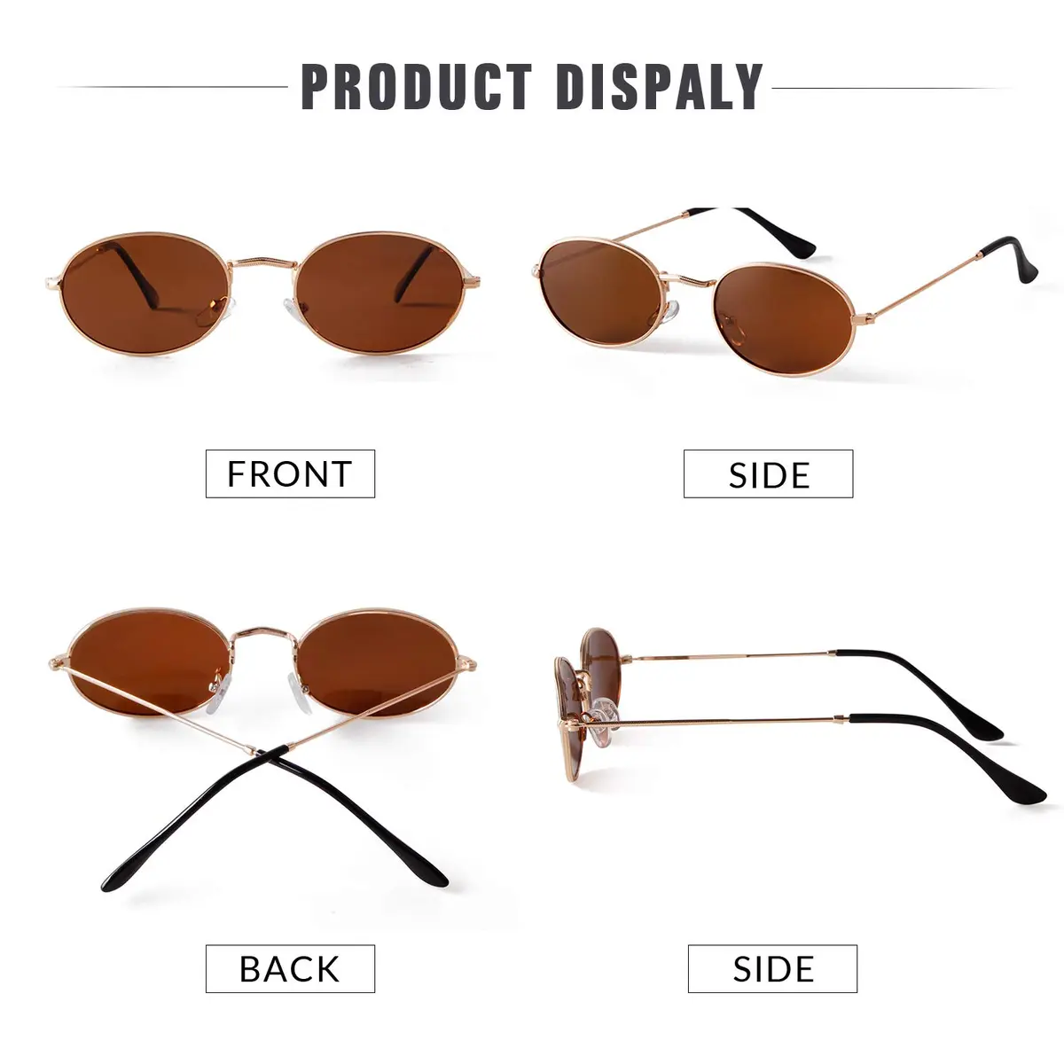 GIFIORE Oval Sunglasses for Women Men, Small Oval Metal Frame Sunglasses 50mm (1.97 inches) | Polarized UV400 Protection - view 5