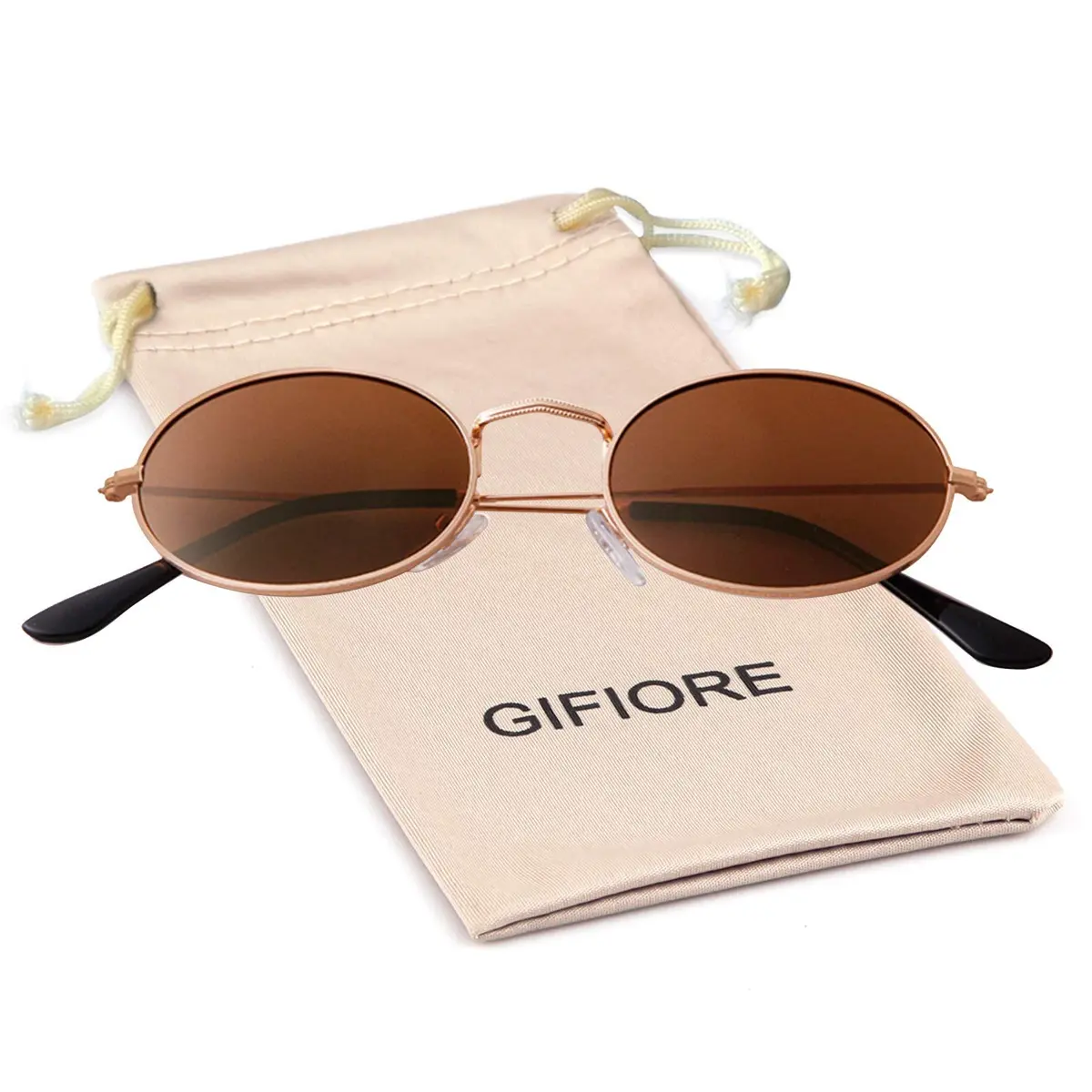 GIFIORE Oval Sunglasses for Women Men, Small Oval Metal Frame Sunglasses 50mm (1.97 inches) | Polarized UV400 Protection - view 7