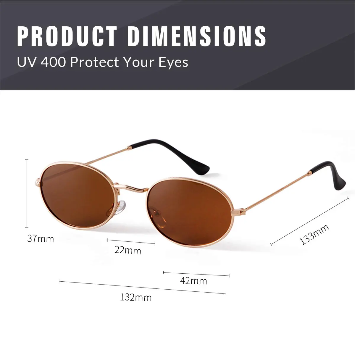 GIFIORE Oval Sunglasses for Women Men, Small Oval Metal Frame Sunglasses 50mm (1.97 inches) | Polarized UV400 Protection - view 4