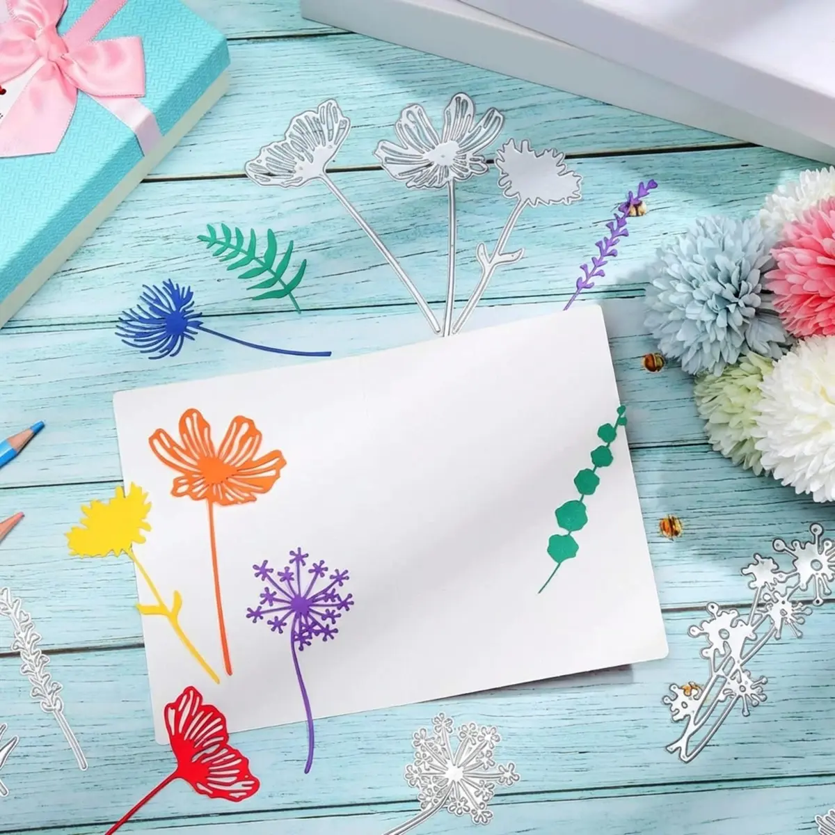 Patelai 17 Pieces Wildflower Metal Cutting Dies 3D Flower Shapes | Elegant Scrapbooking Embellishments - view 5