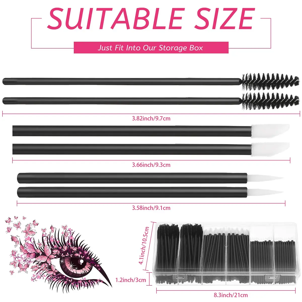 Maitys 263 Pcs Disposable Makeup Applicators Set with Organizer Box | Eyeliner Lip Mascara Wands - view 6