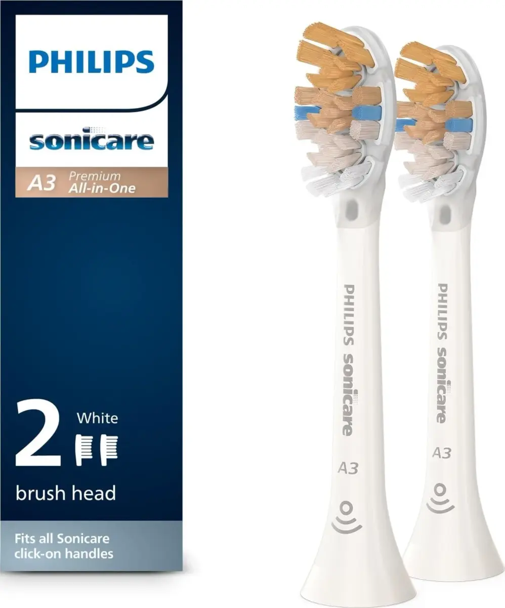 Philips Sonicare A3 Premium All-in-One Replacement Toothbrush Heads, White, 2 Count (Pack of 1) | Genuine USA Import - main product image