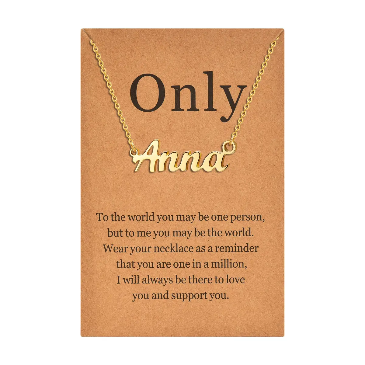 Lcherry 18K Gold Plated Personalized Name Anna Necklace | Adjustable 18 inch with 2 inch extension, Stylish & Nickel-Free - main product image