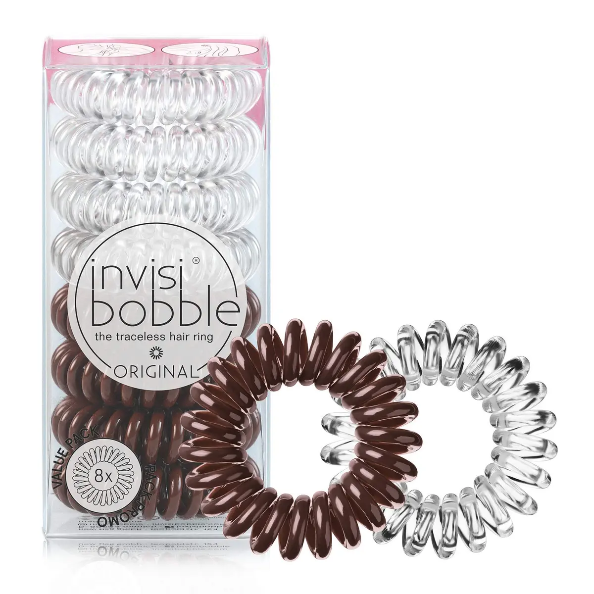 invisibobble Original Traceless Spiral Hair Ties 8 Count (Pack of 1) | Gentle Grip for All Hair Types - main product image