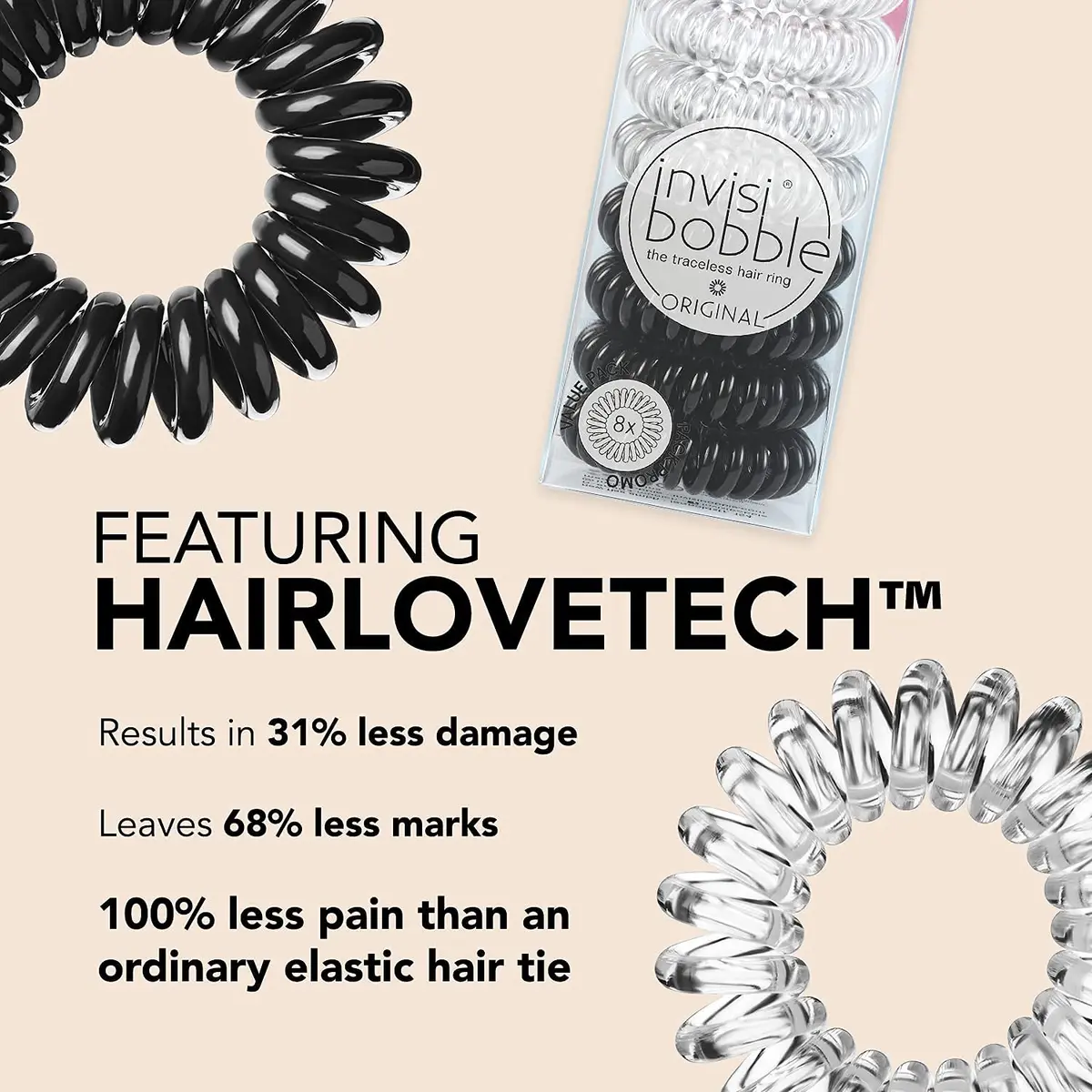 invisibobble Original Spiral Hair Ties 8 Pack | Traceless, Gentle & Strong Grip for Thick Hair - view 4