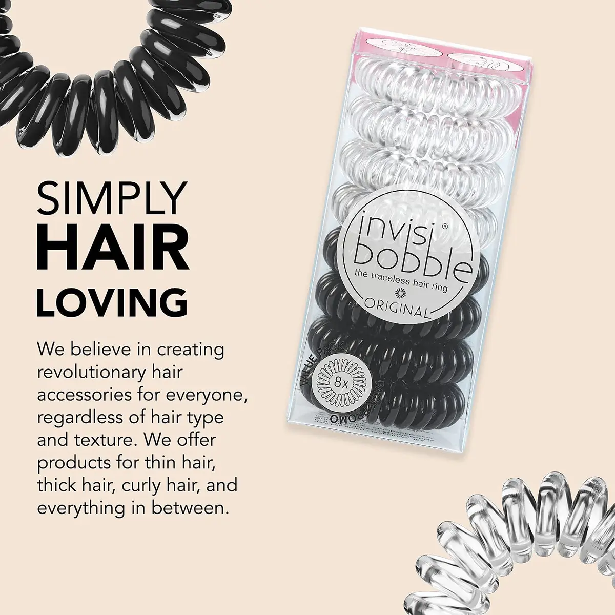 invisibobble Original Spiral Hair Ties 8 Pack | Traceless, Gentle & Strong Grip for Thick Hair - view 6