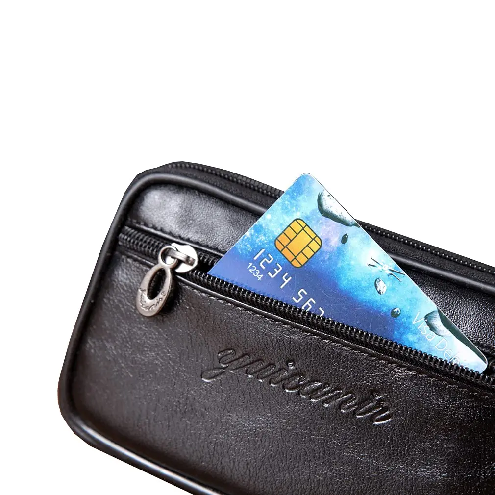 Hebetag Leather Belt Bag Coin Purse Wallet for Men Women | Vintage & Fashionable, 17cm x 10cm | Genuine Cowhide Leather - view 2