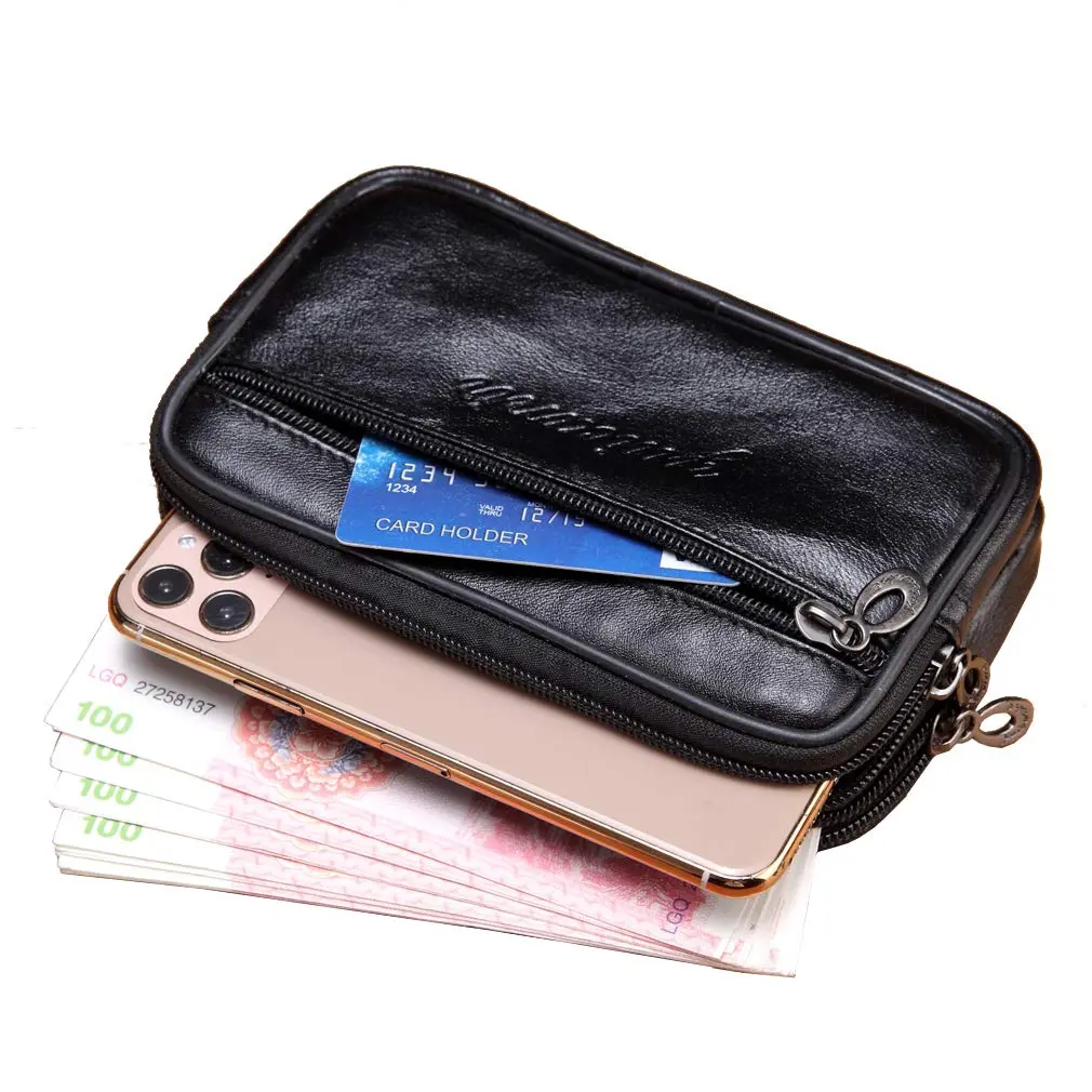 Hebetag Leather Belt Bag Coin Purse Wallet for Men Women | Vintage & Fashionable, 17cm x 10cm | Genuine Cowhide Leather - view 3