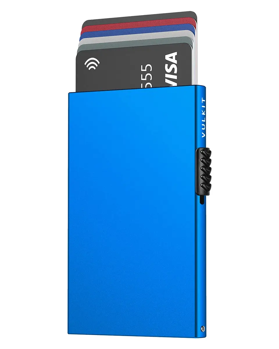 VULKIT Minimalist Credit Card Holder Pop Up Cards RFID Protection Slim Metal Wallet | Compact & Durable - main product image