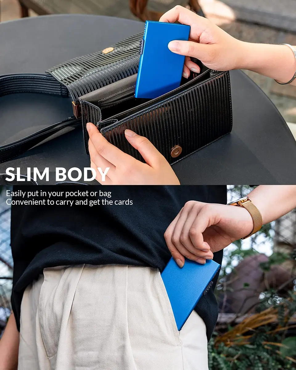 VULKIT Minimalist Credit Card Holder Pop Up Cards RFID Protection Slim Metal Wallet | Compact & Durable - view 6