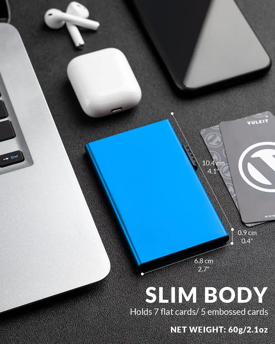 VULKIT Minimalist Credit Card Holder Pop Up Cards RFID Protection Slim Metal Wallet | Compact & Durable - view 3