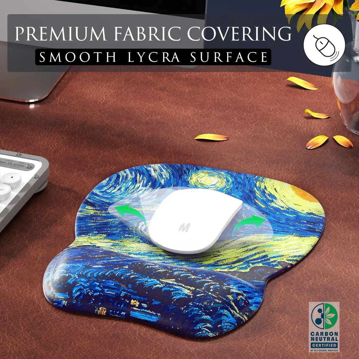 MROCO Ergonomic Mouse Pad with Gel Wrist Rest, 24cm x 20.5cm (9.4 x 8.1 in) | Starry Night Pattern - view 2