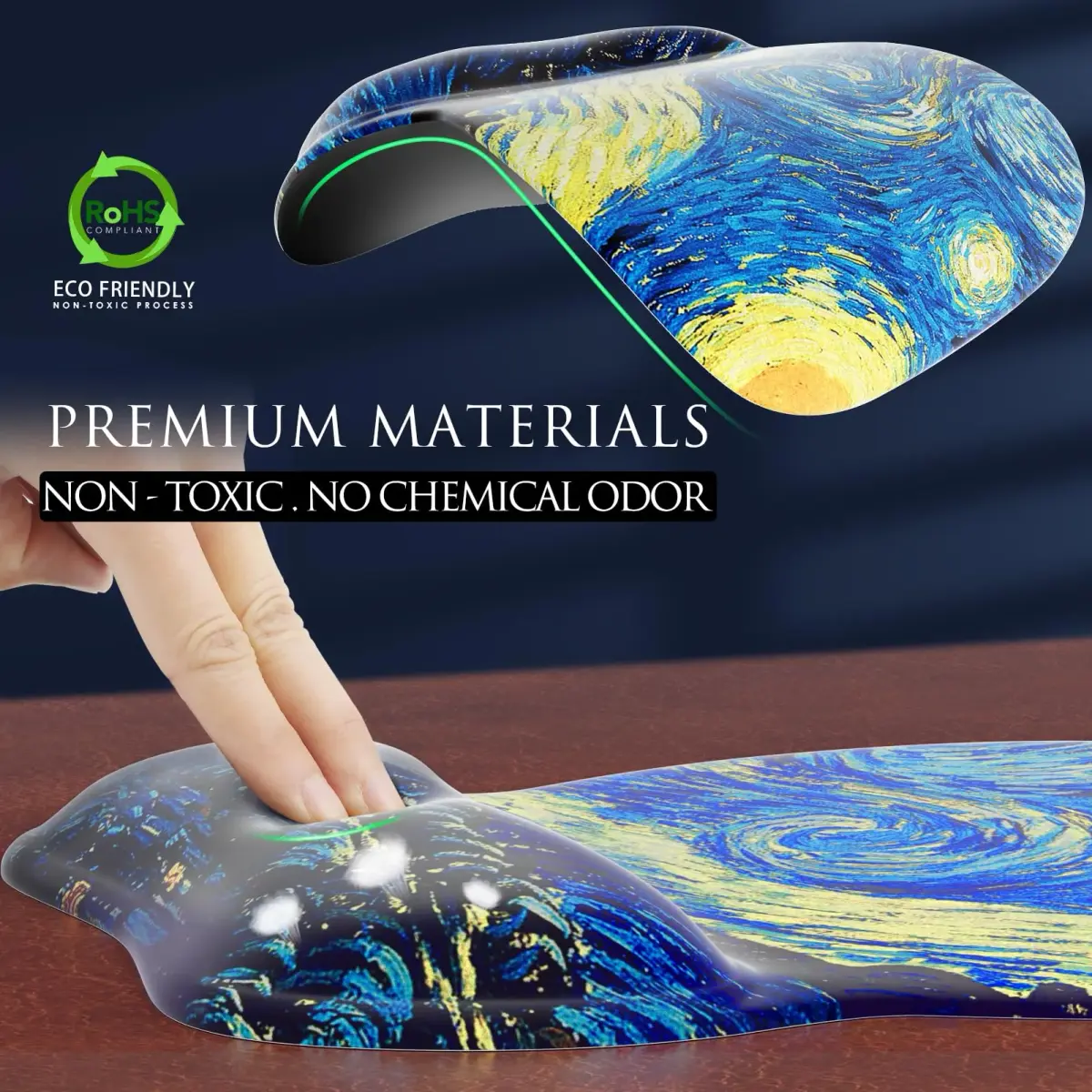MROCO Ergonomic Mouse Pad with Gel Wrist Rest, 24cm x 20.5cm (9.4 x 8.1 in) | Starry Night Pattern - view 3
