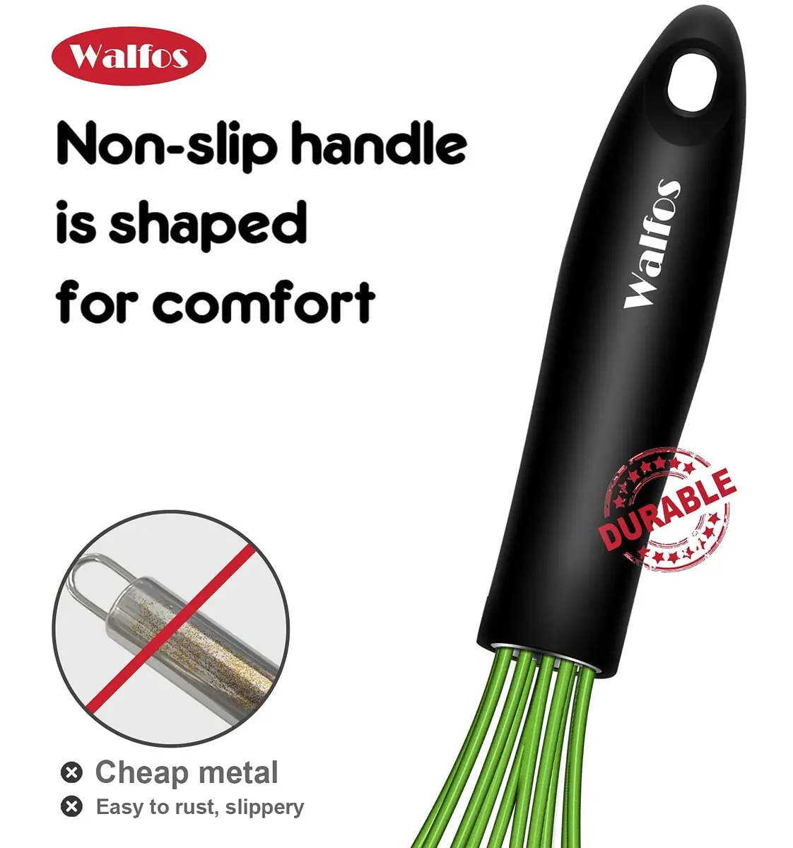Walfos Silicone Whisk Set (8.5, 9, 11 inch) | Heat Resistant Kitchen Utensils for Non-stick Cookware - view 8