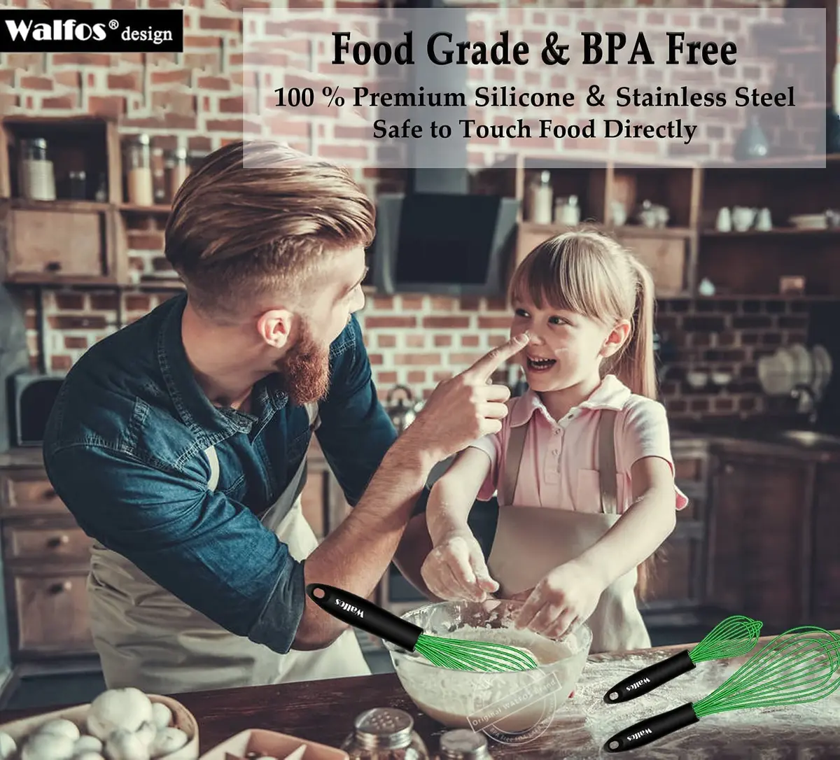 Walfos Silicone Whisk Set (8.5, 9, 11 inch) | Heat Resistant Kitchen Utensils for Non-stick Cookware - view 9