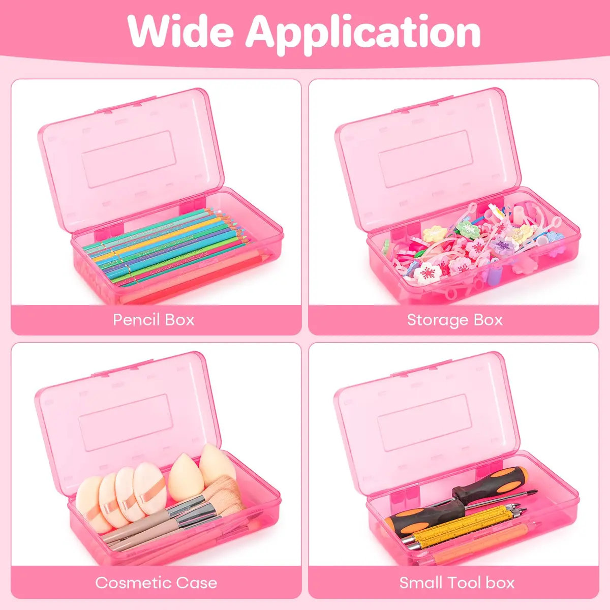 Nuozme Plastic Hard Clear Color Pencil Box Case for Kids | 20.8cm x 11.7cm x 5.8cm - view 6