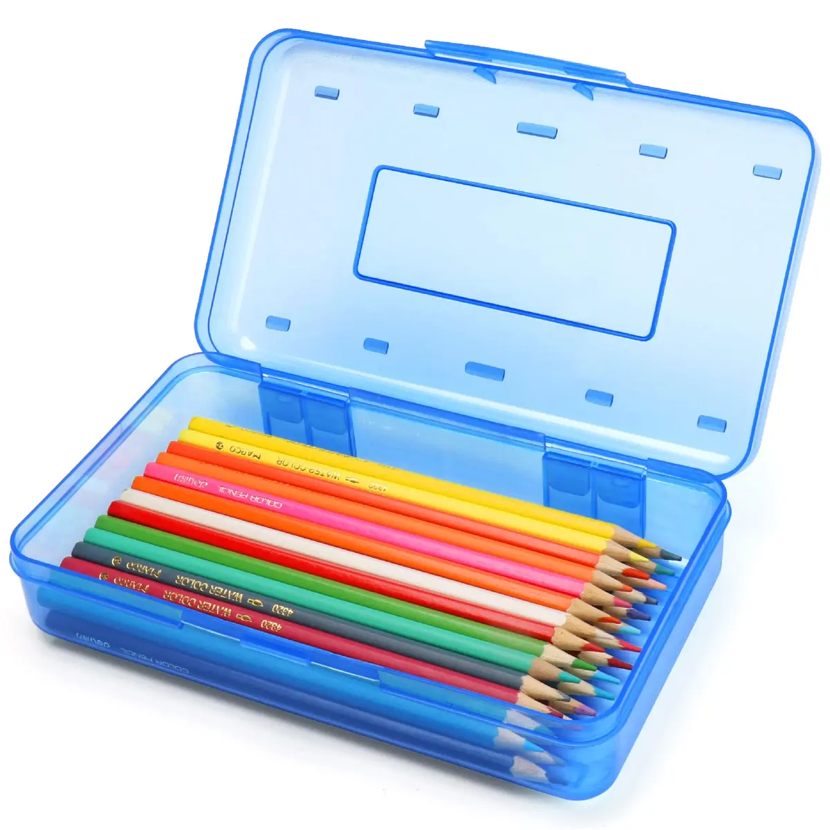 Nuozme Plastic Hard Clear Color Pencil Box Case for Kids | 20.8cm x 11.7cm x 5.8cm - main product image