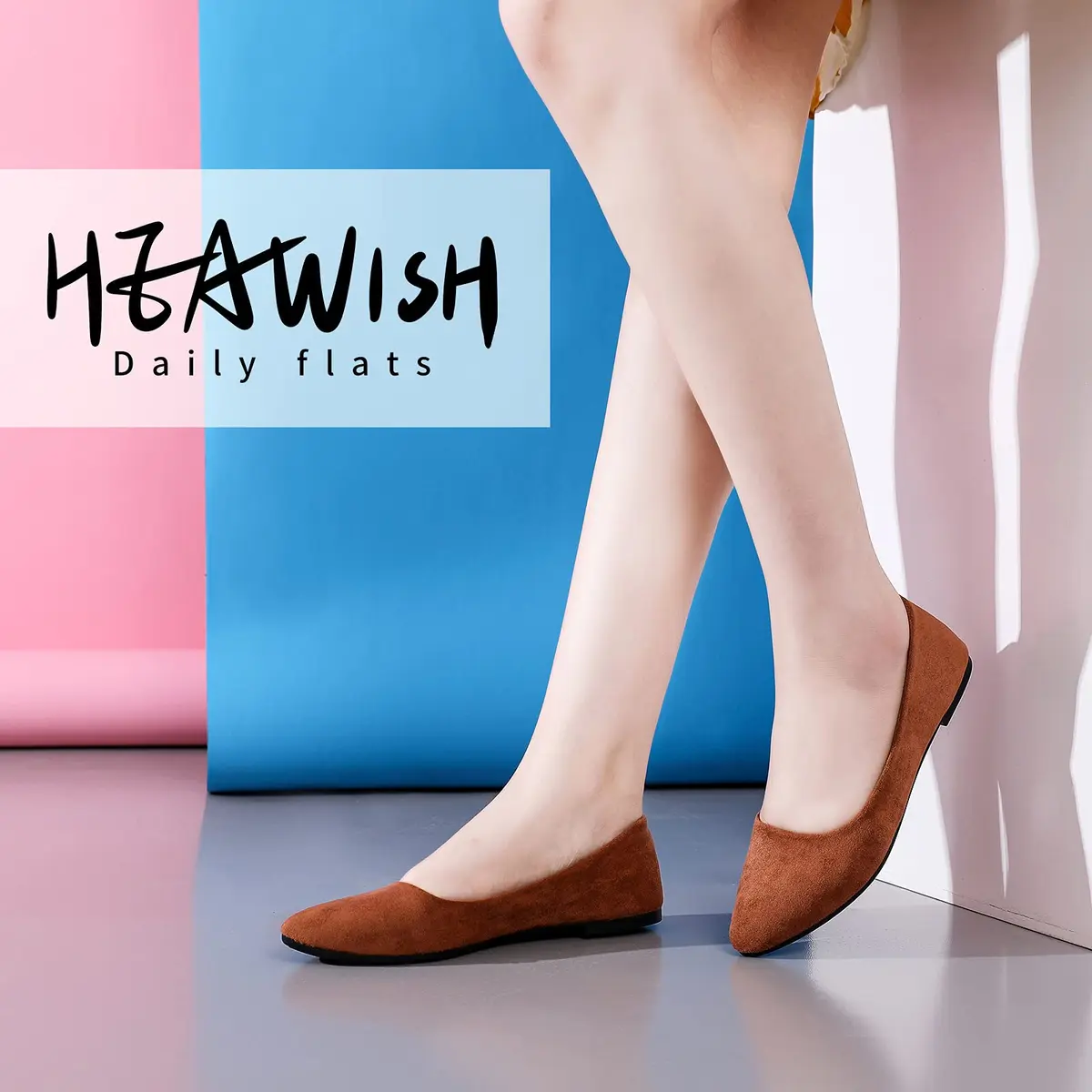 HEAWISH Women's Tan Suede Pointed Toe Ballet Flats US 10 | Elegant Work & Dressy Slip-Ons - view 4