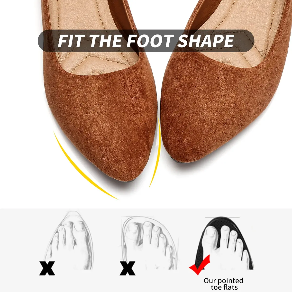 HEAWISH Women's Tan Suede Pointed Toe Ballet Flats US 10 | Elegant Work & Dressy Slip-Ons - view 6
