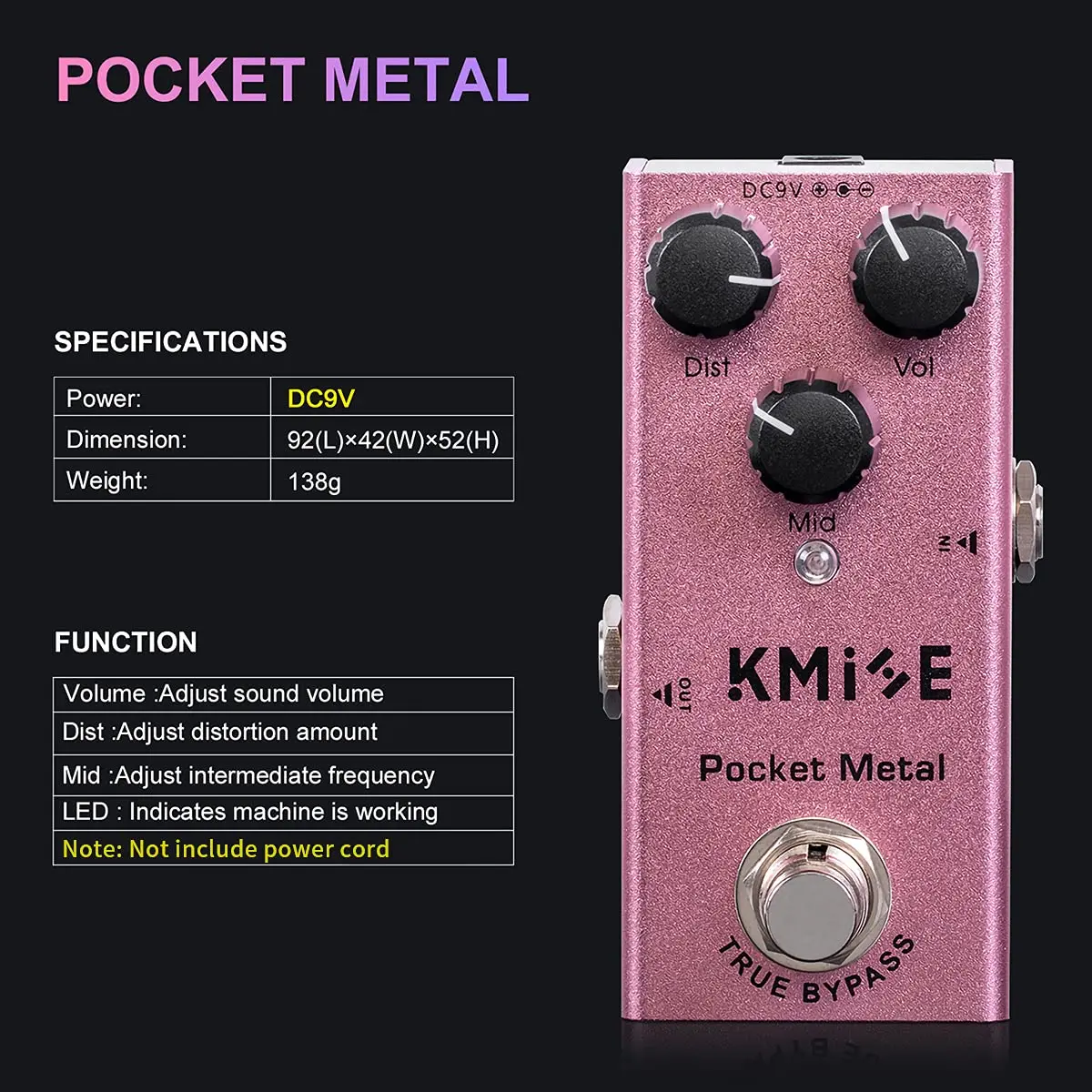 lotmusic Analog Chorus Electric Guitar Effects Pedal 52mm (2.05in) | True Bypass - view 4