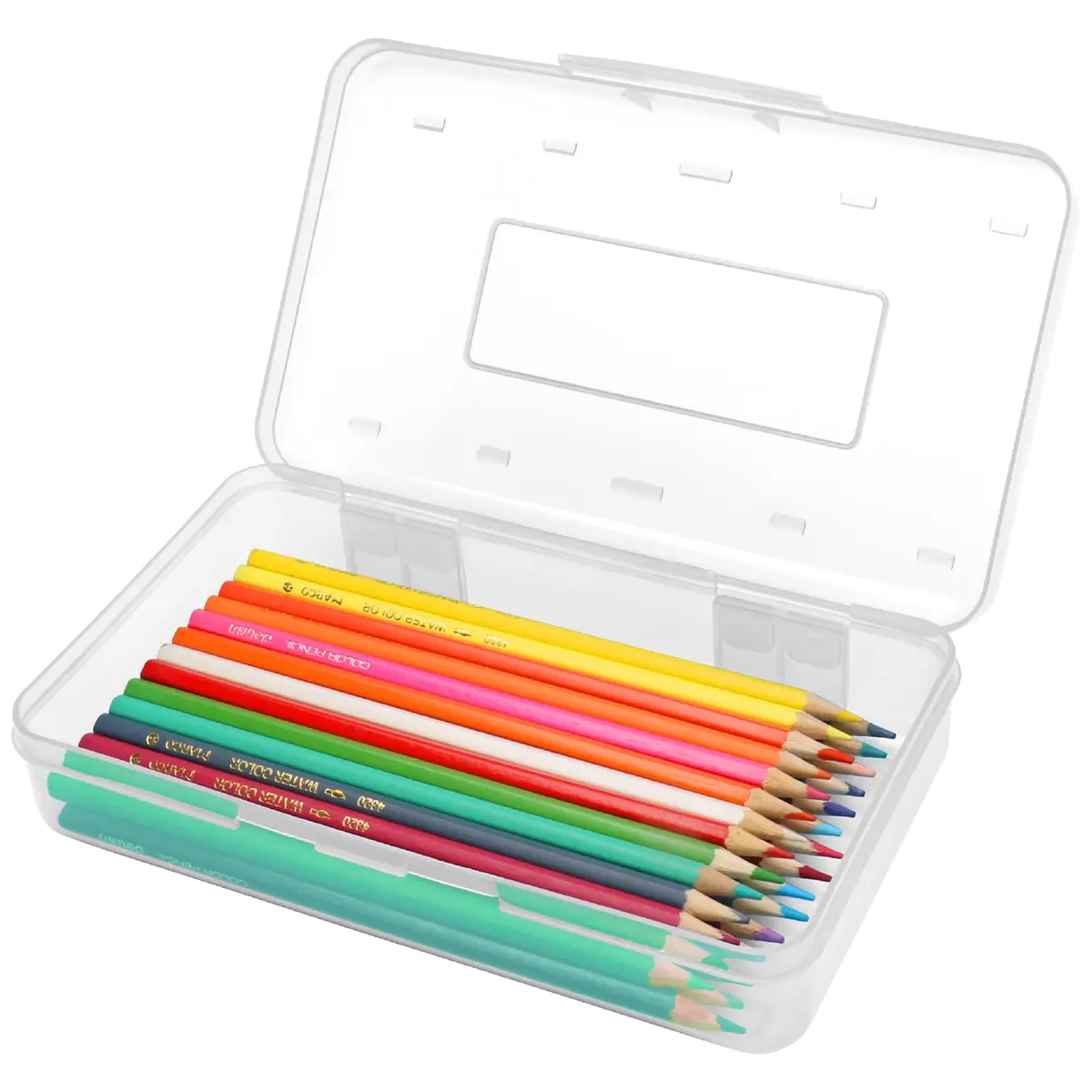 Nuozme Plastic Hard Clear Color Pencil Box Case for Kids | Transparent, Stackable & Durable Storage (8.2" x 4.6" x 2.3") - main product image