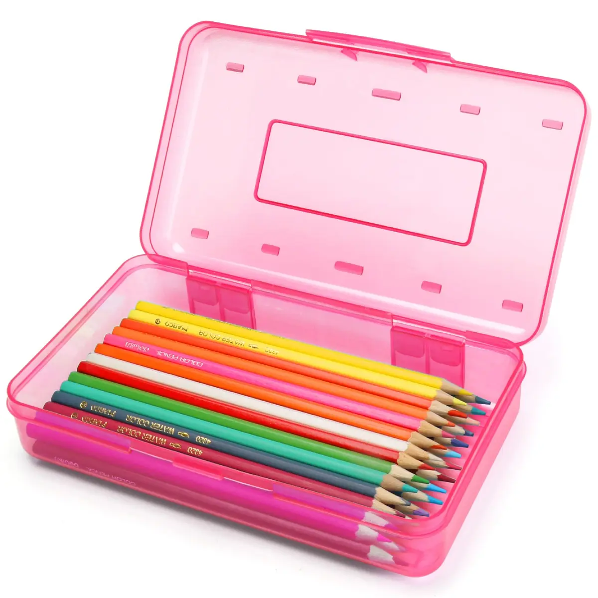 Nuozme Clear Hard Plastic Pencil Box Case 20.8cm (8.2") | Stackable Organizer for Students & Office - main product image