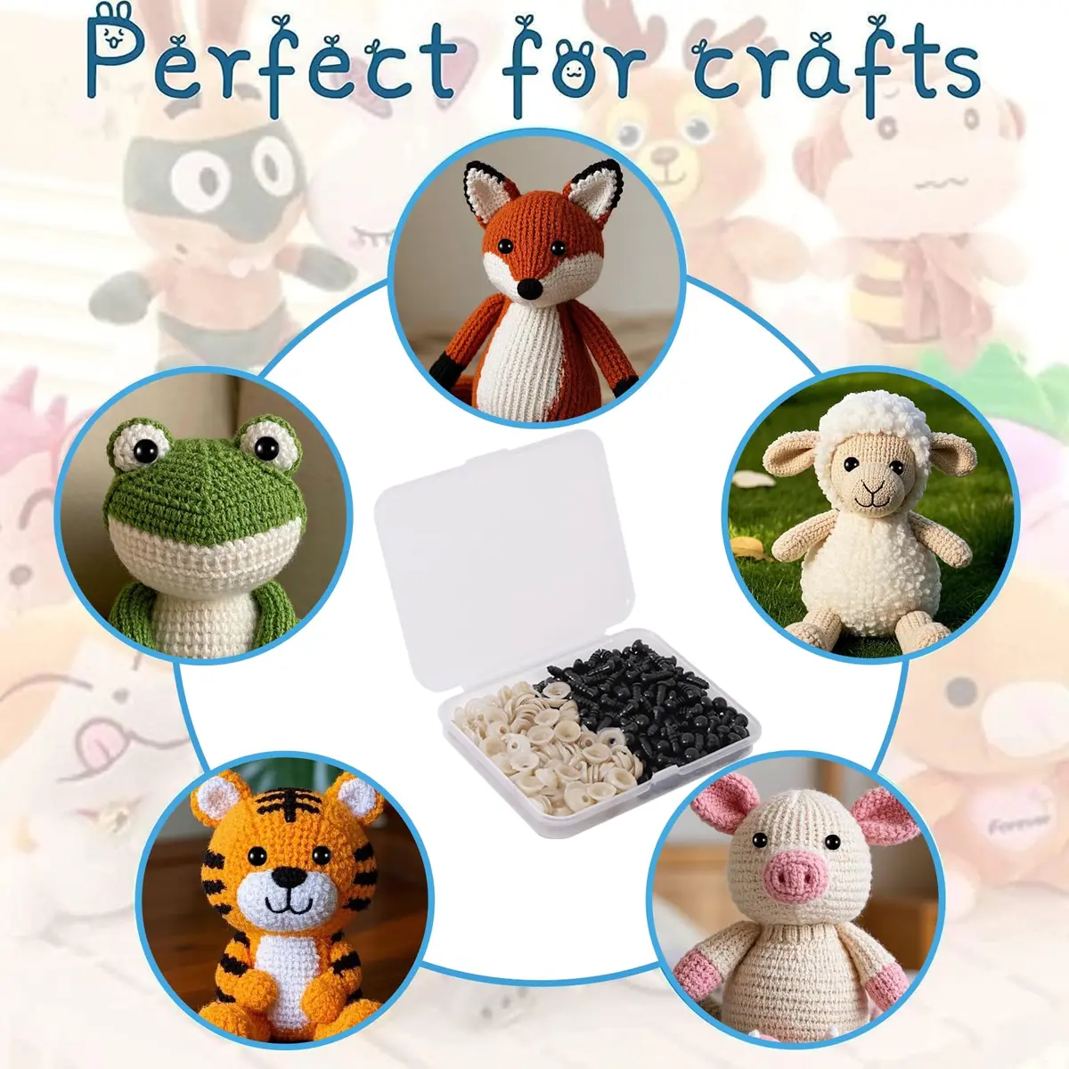Vanblue 6mm Safety Eyes with Washers (260PCS) | Plastic Craft Eyes for Amigurumi, Stuffed Animals, Crochet Toys - view 4