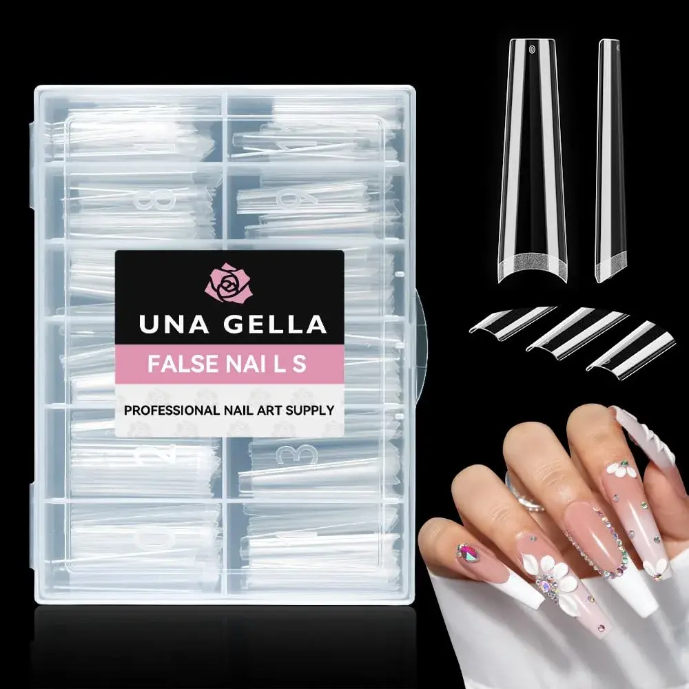 UNA GELLA XXL Coffin Fake Nails Tips 216PCS | Professional Soft Coffin Nails - main product image