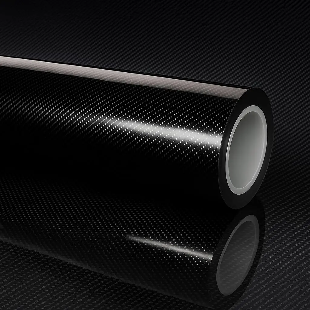 RockRose 7D Super Glossy Black Carbon Fiber Vinyl Wrap 1FT x 5FT | Anti-Wrinkle, Air Release, Self Adhesive - main product image