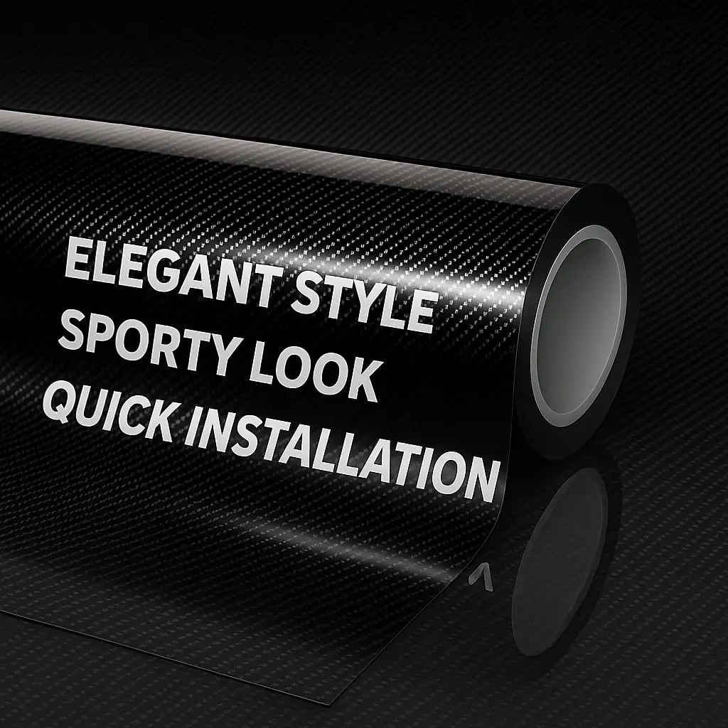 RockRose 7D Super Glossy Black Carbon Fiber Vinyl Wrap 1FT x 5FT | Anti-Wrinkle, Air Release, Self Adhesive - view 7