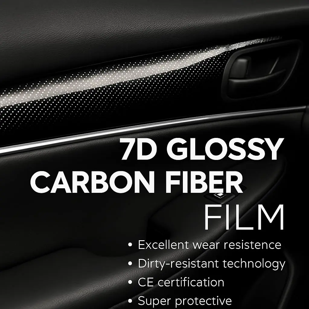 RockRose 7D Super Glossy Black Carbon Fiber Vinyl Wrap 1FT x 5FT | Anti-Wrinkle, Air Release, Self Adhesive - view 2