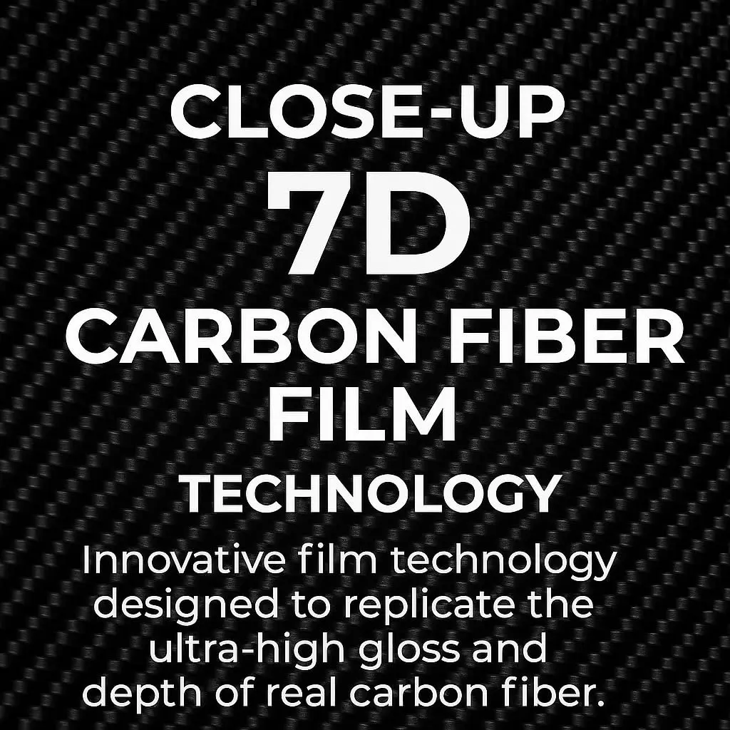 RockRose 7D Super Glossy Black Carbon Fiber Vinyl Wrap 1FT x 5FT | Anti-Wrinkle, Air Release, Self Adhesive - view 3