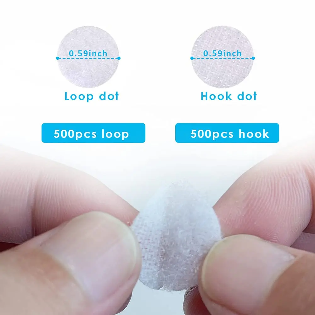 Hiisea White 1000pcs Hook & Loop Self Adhesive Dots | Classroom & Craft Use - view 3