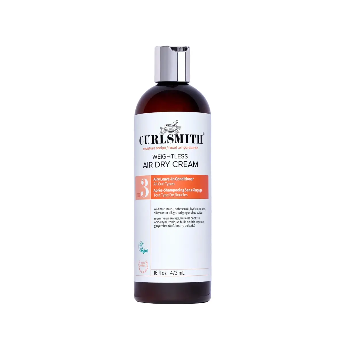 CURLSMITH Weightless Air Dry Cream Leave-In Conditioner 473ml (16 Fl Oz) | For Curly Hair - main product image